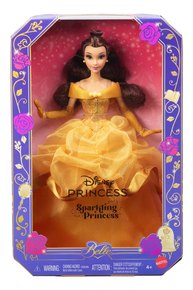 Sparkling Princess Series Belle Fashion Doll with Removable Dress & Accessories, Alternate, color, BELLE