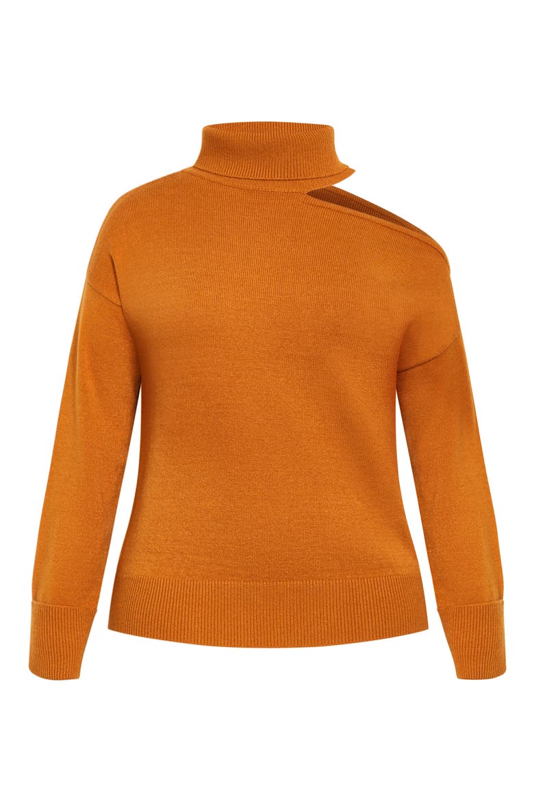 Open Shoulder Turtleneck Sweater, Alternate, color, HONEY