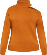 City Chic Open Shoulder Turtleneck Sweater