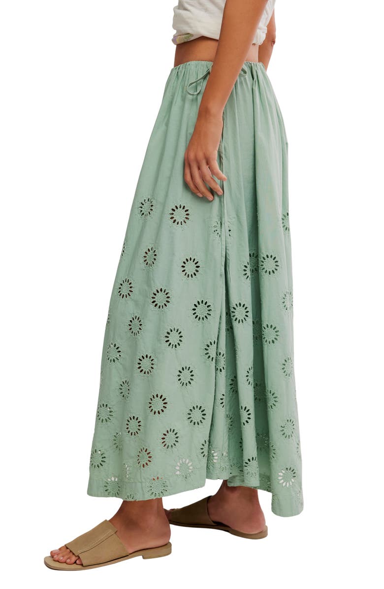 Free People Sweet Serenade Wide Leg Cotton Eyelet Pants, Alternate, color, Mermaids Tail