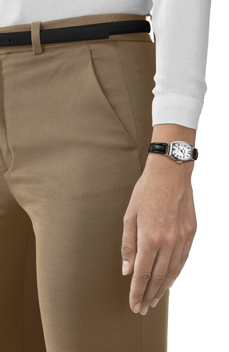 Tissot Porto Croc Embossed Leather Strap Watch, 22mm, Alternate, color,