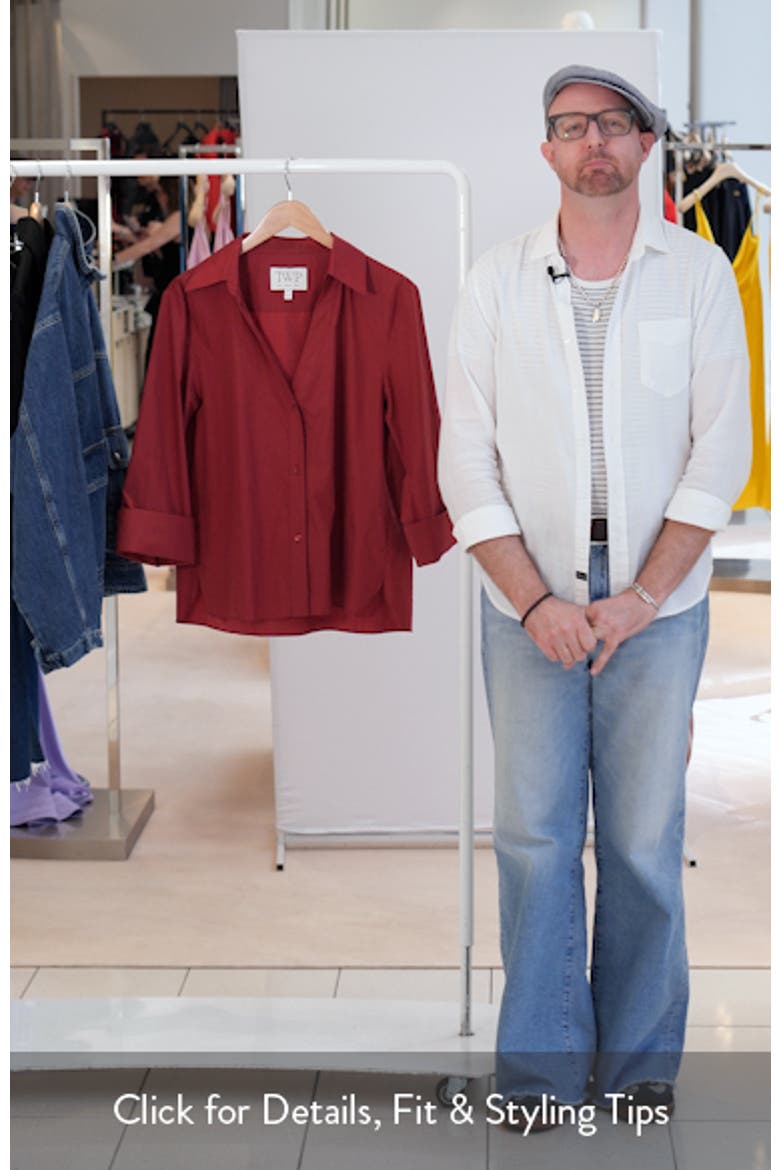 Deep V-Neck Cotton Button-Up Shirt video