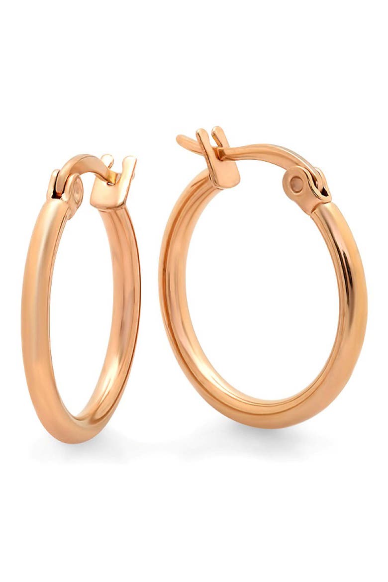 18k Rose Gold Plated Hoop Earrings, Main, color, ROSE GOLD