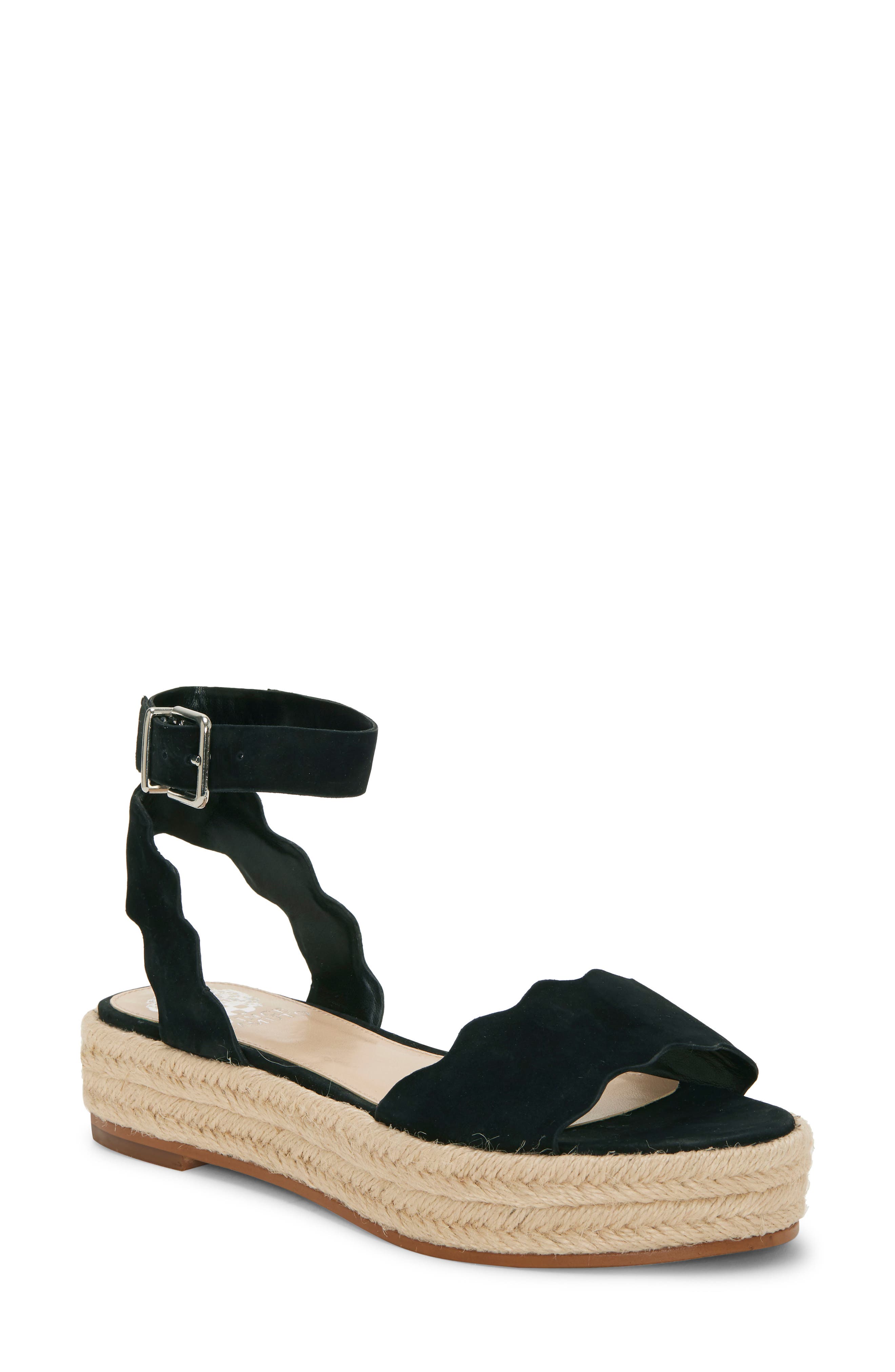 Kamperla Ankle Strap Espadrille Sandal, Main, color, BLACK SUEDE