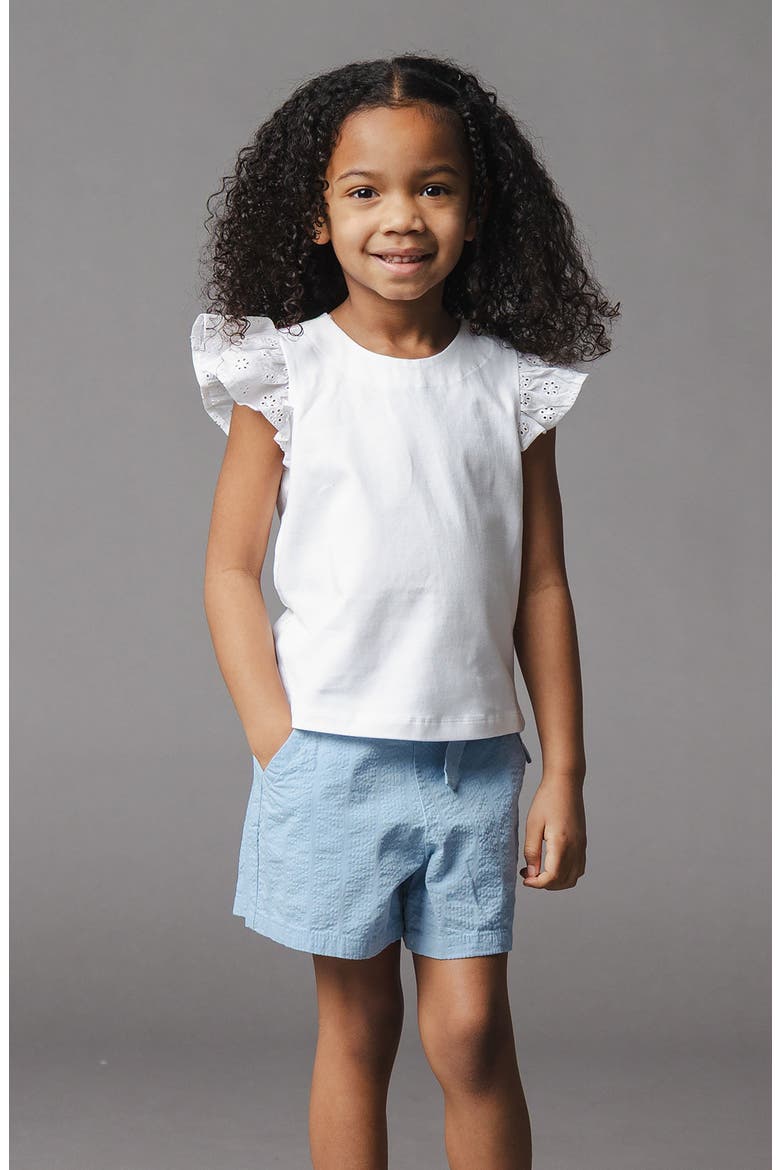 Kids' Organic Seersucker Pull-On Short, Alternate, color, Bluebell