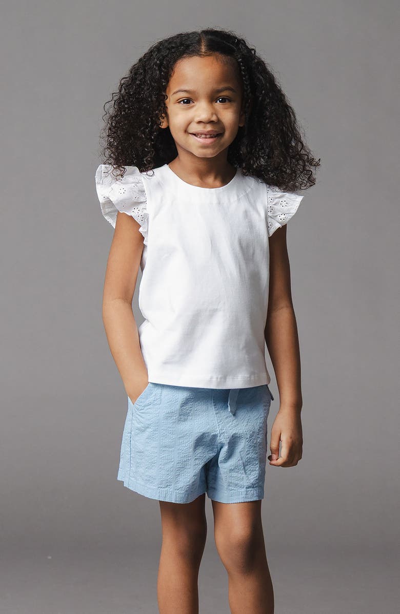 Hope & Henry Kids' Organic Seersucker Pull-On Short, Alternate, color, Bluebell