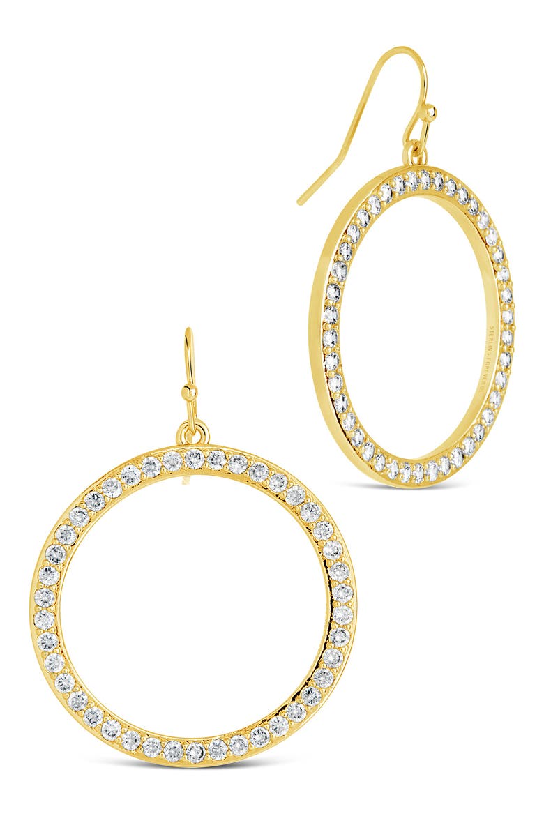 Della Cubic Zirconia Circle Drop Earrings, Main, color, GOLD