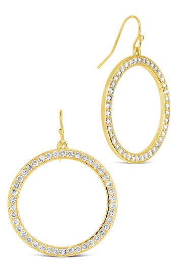 Sterling Forever Della Cubic Zirconia Circle Drop Earrings In Gold
