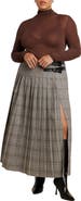ELOQUII Maxi Pleated Skirt With Buckle Detail And Slit
