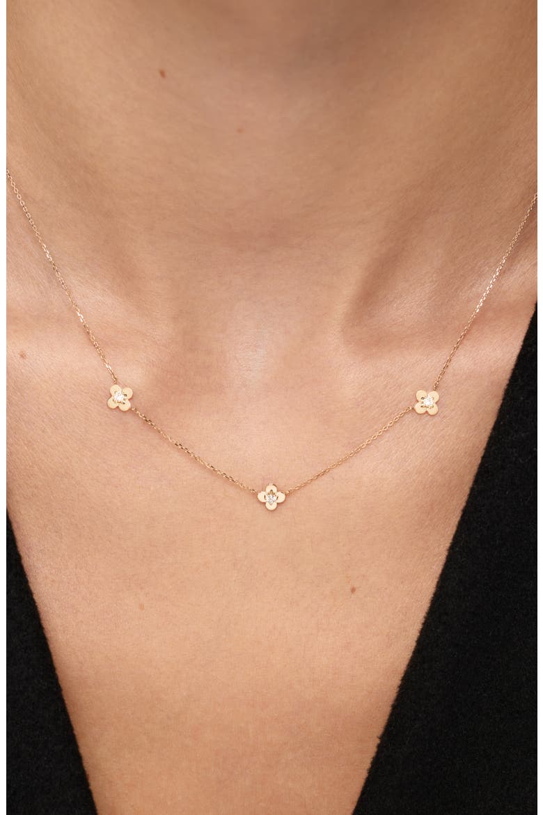 Solid Yellow Gold - Mini Flower Station Necklace, Alternate, color, Gold