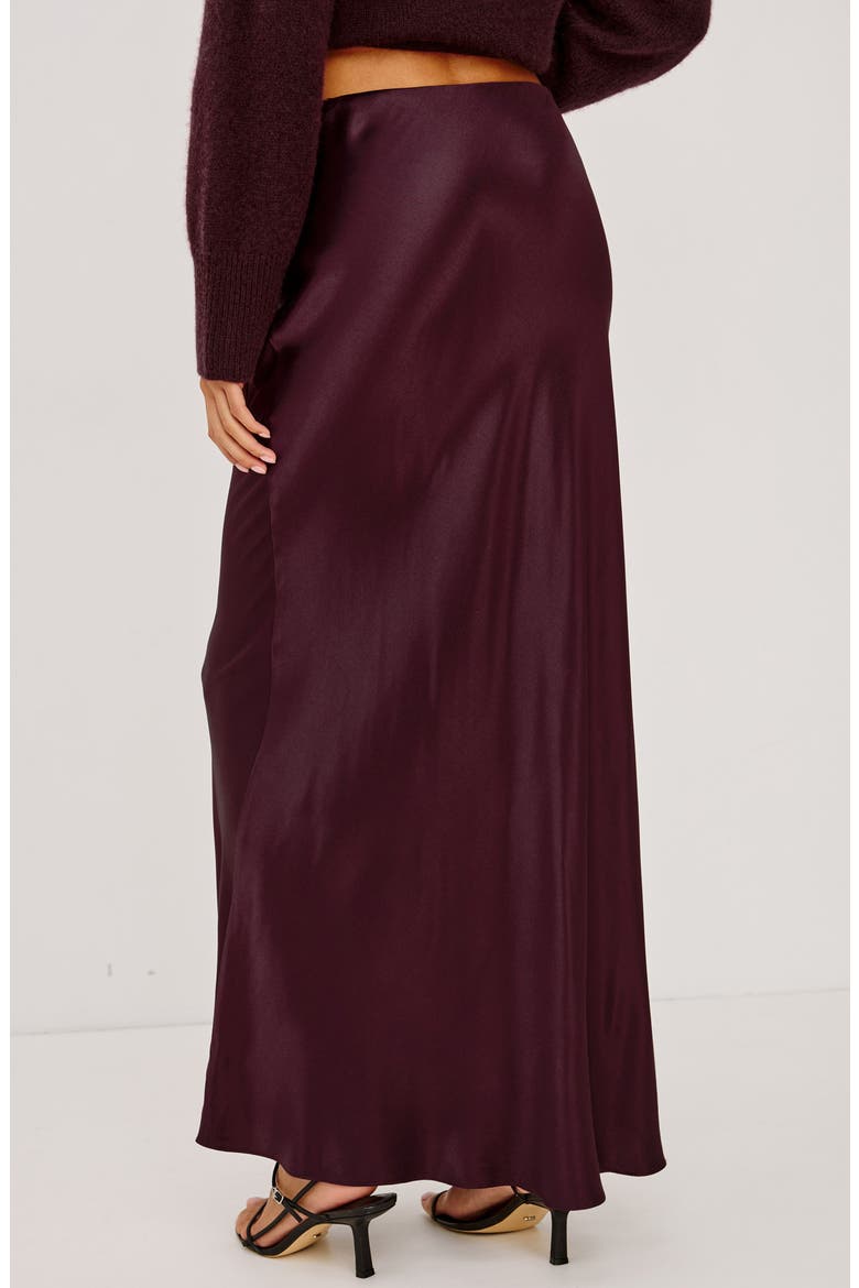 Romina Satin Maxi Skirt, Main, color, WINE