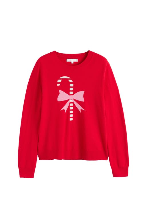Chinti & Parker Velvet-red Wool-cashmere Candy Cane Sweater In Red