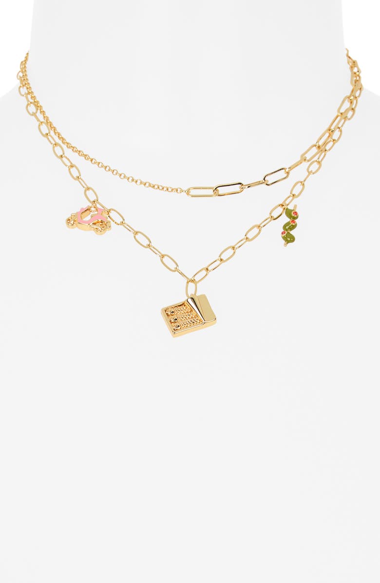 Leith Layered Charm Pendant Necklace, Alternate, color, Green Multi- Gold