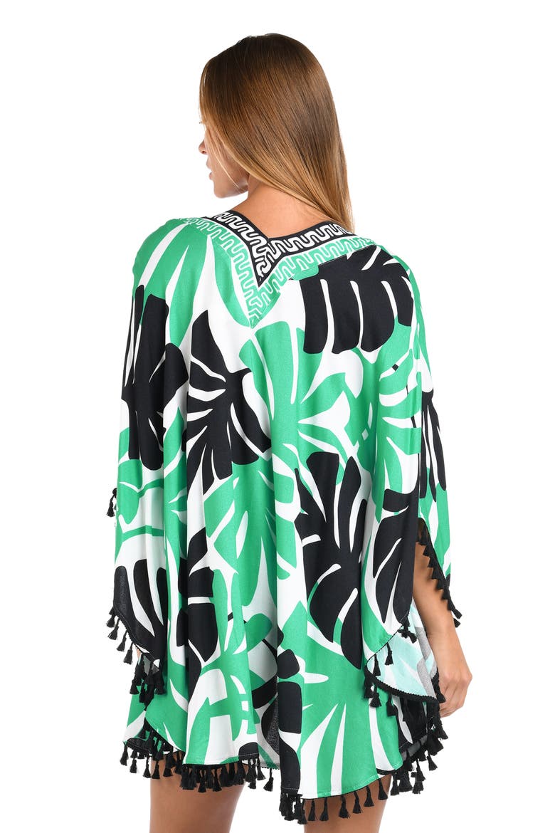 Monstera Tassel Trim Cover-Up, Alternate, color, GREEN MULTI