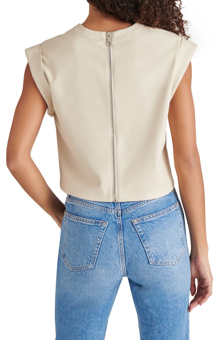 Steve Madden Cat Cap Sleeve Faux Leather Top, Alternate, color,