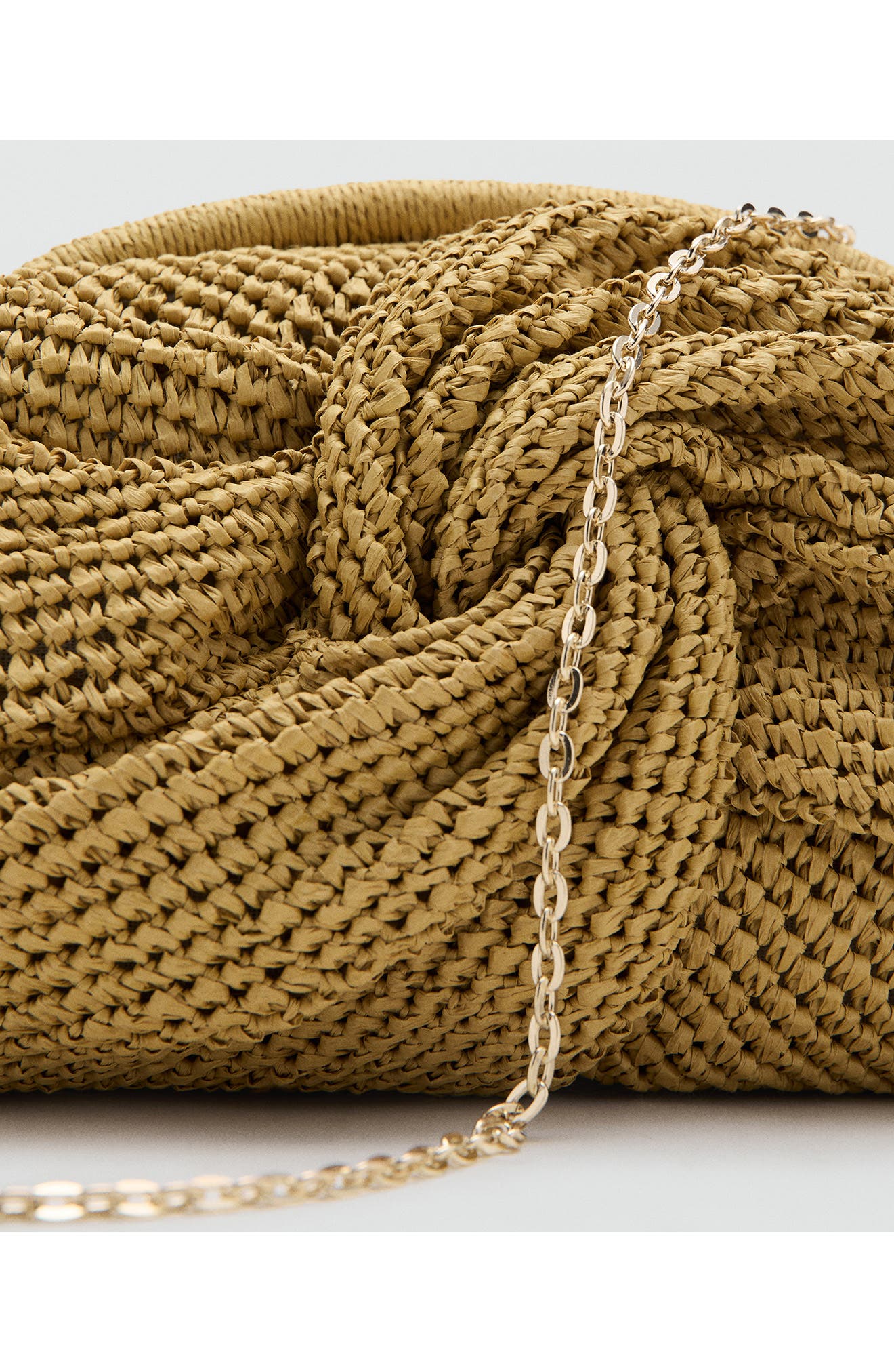 MANGO Natural Fiber Frame Clutch, Alternate, color, Mustard