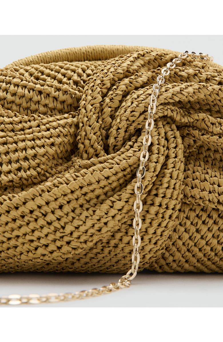 MANGO Natural Fiber Frame Clutch, Alternate, color, Mustard