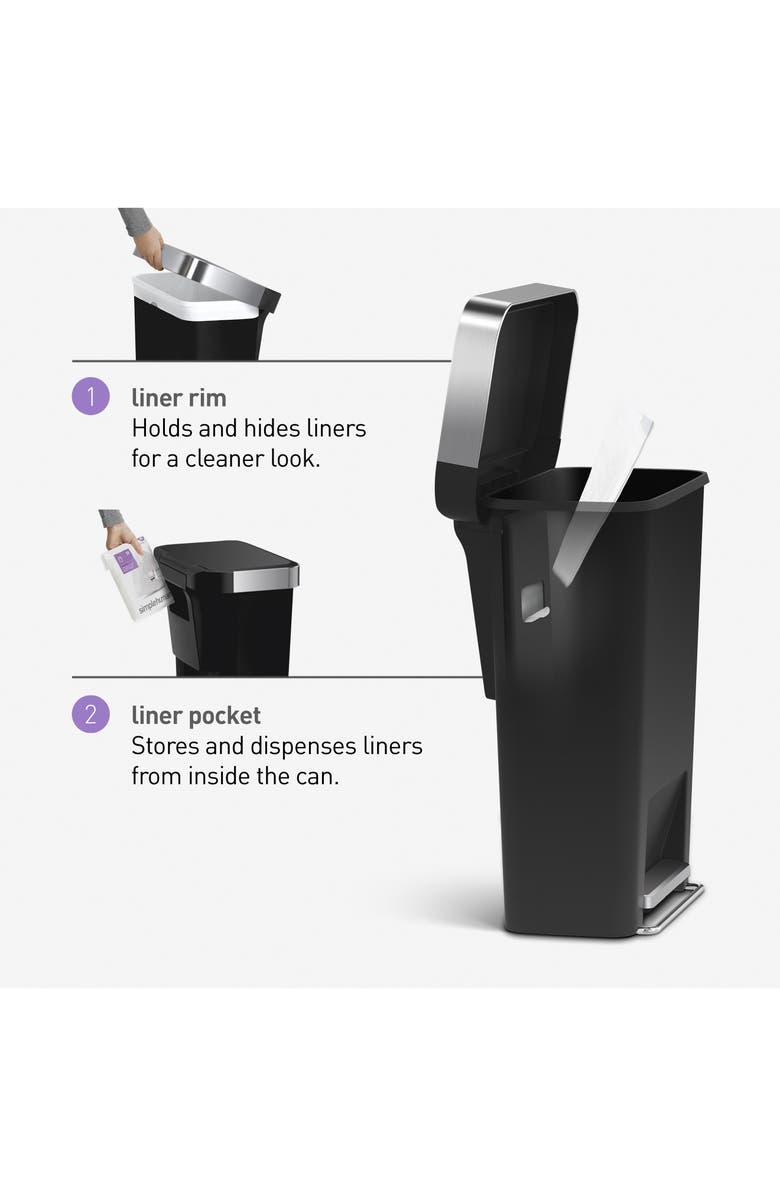 simplehuman 45L Soft Close Step Trash Can, Alternate, color,