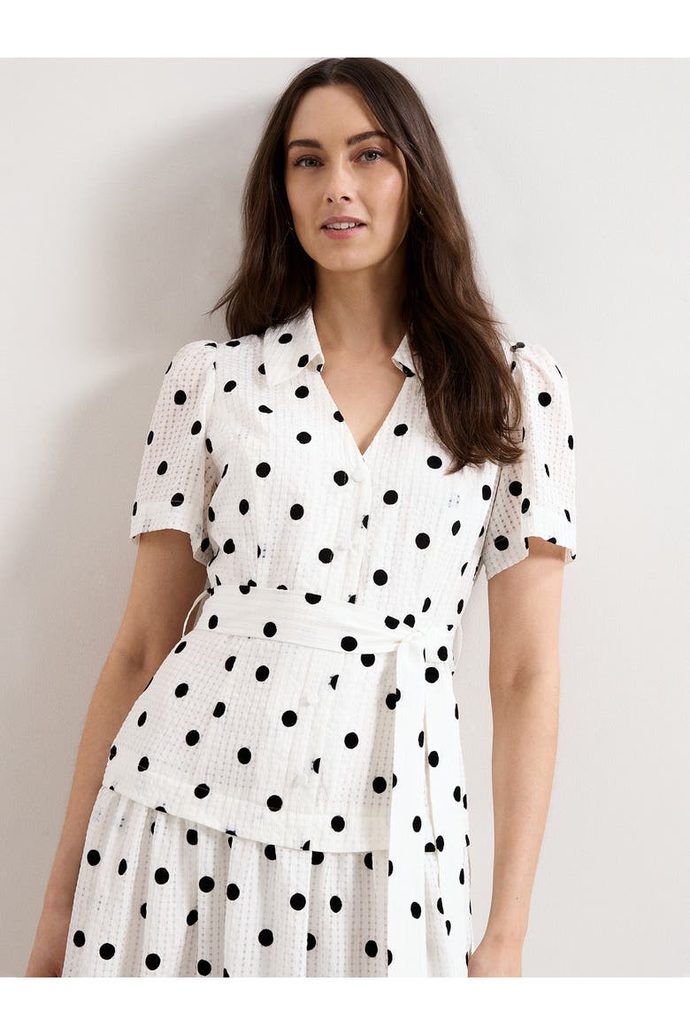 Adele Short Sleeve Midi Dress, Alternate, color, Black/Ivory