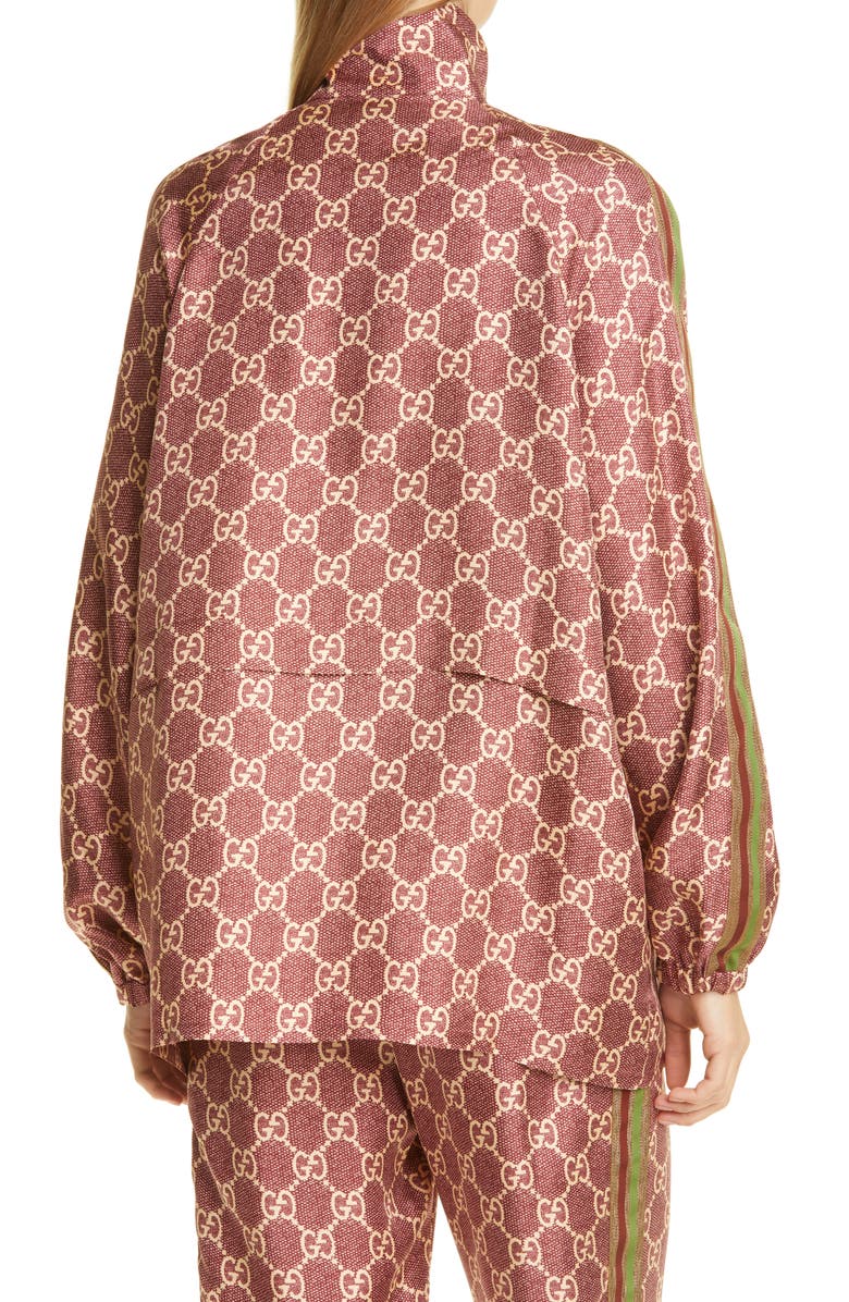 Gucci GG Logo Supreme Print Silk Track Jacket, Alternate, color, 