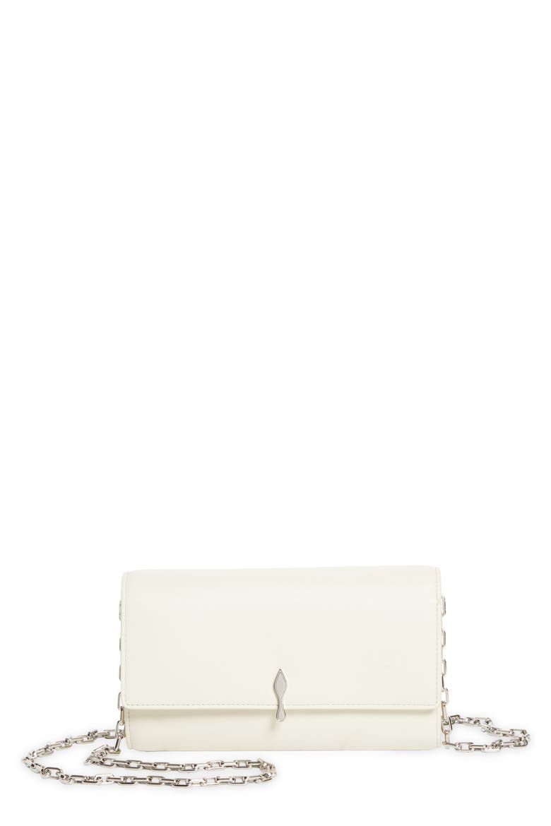 Bettina Leather Wallet on a Chain, Main, color, SUZURAN/ SILVER