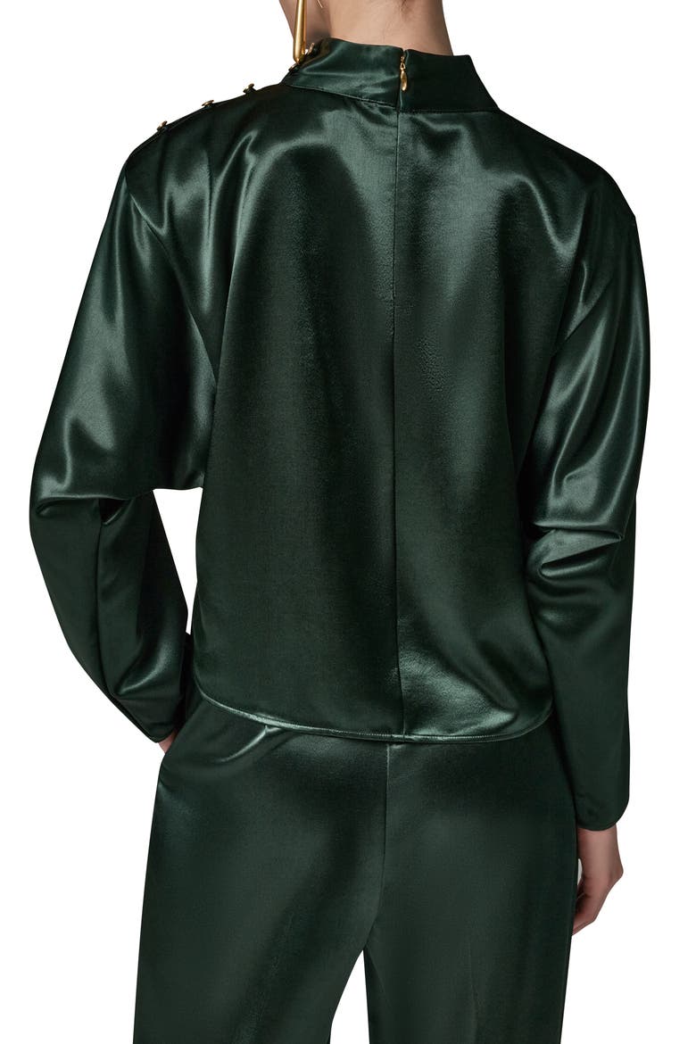 Satin High Neck Cape Top, Alternate, color, BLK FOREST