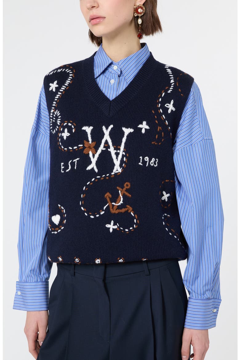 Cacao Virgin Wool Sweater Vest, Alternate, color, ULTRAMARINE