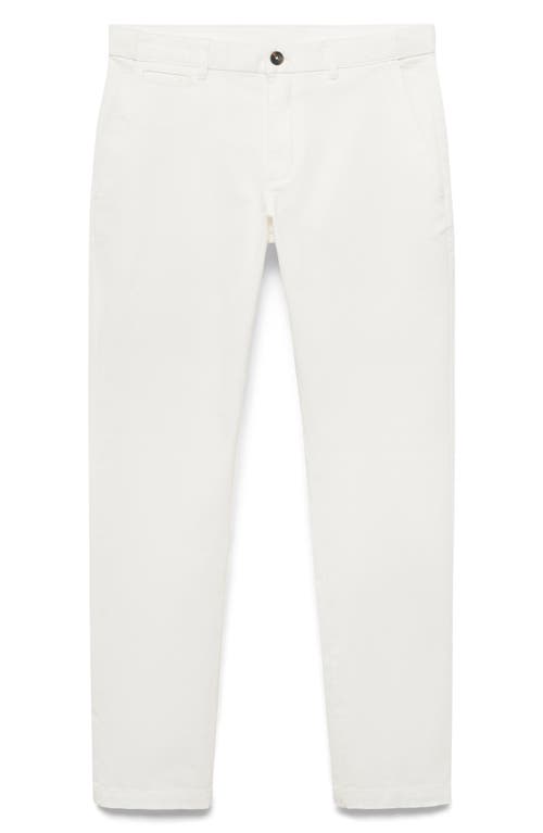Mango Prato Crop Tapered Stretch Cotton Chinos In White