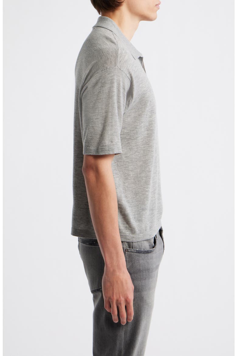 Superfine Merino Wool & Cashmere Sweater Polo, Alternate, color, LIGHT GREY MELANGE