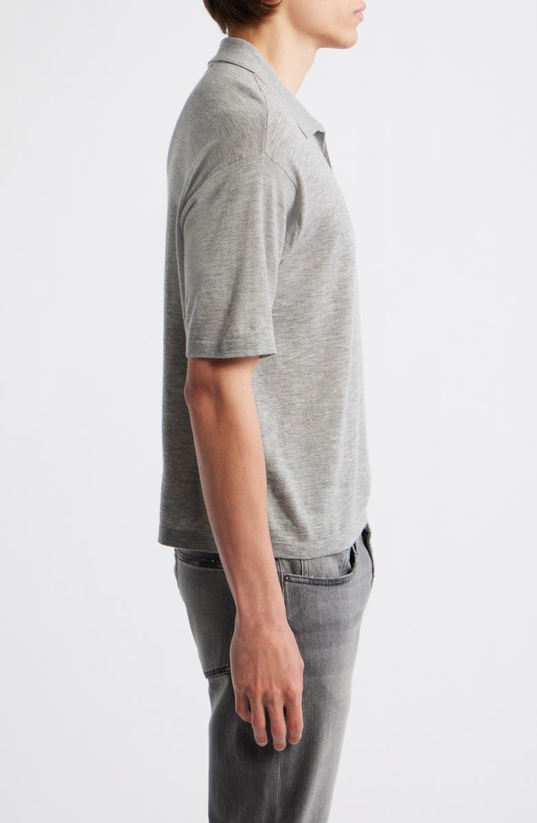 FRAME Superfine Merino Wool & Cashmere Sweater Polo, Alternate, color, Light Grey Melange