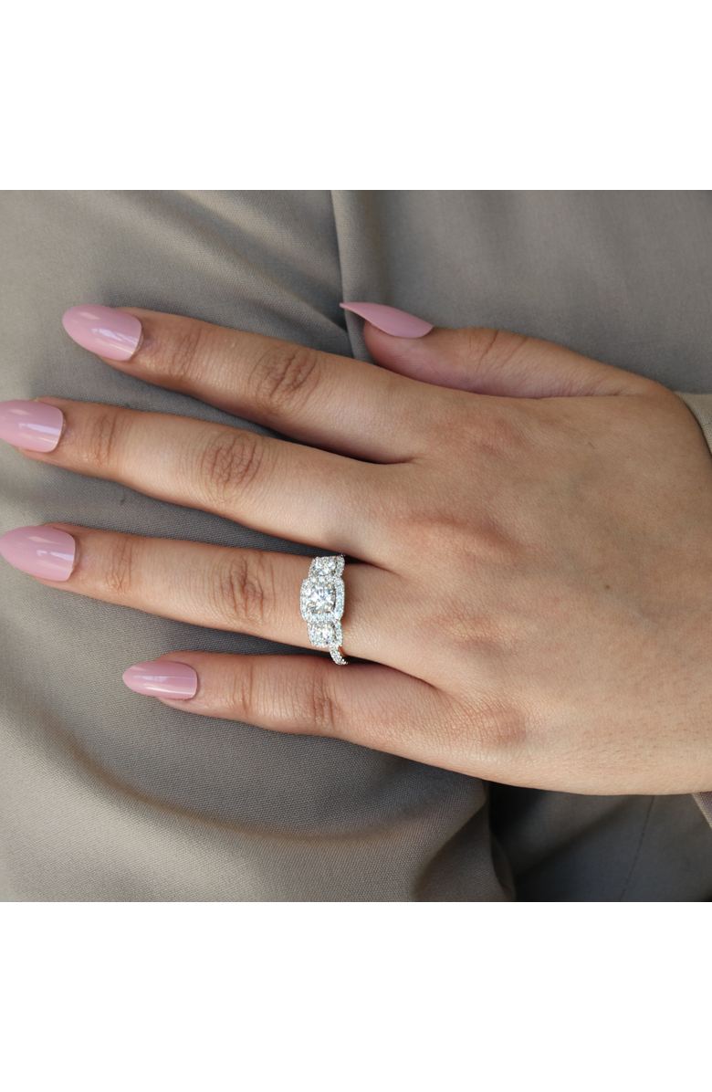 LuvMyJewelry Regalia 14K Gold Round Cut Lab Grown Diamond Halo Trinity Ring - 2 ct, Alternate, color, 14K Yellow Gold