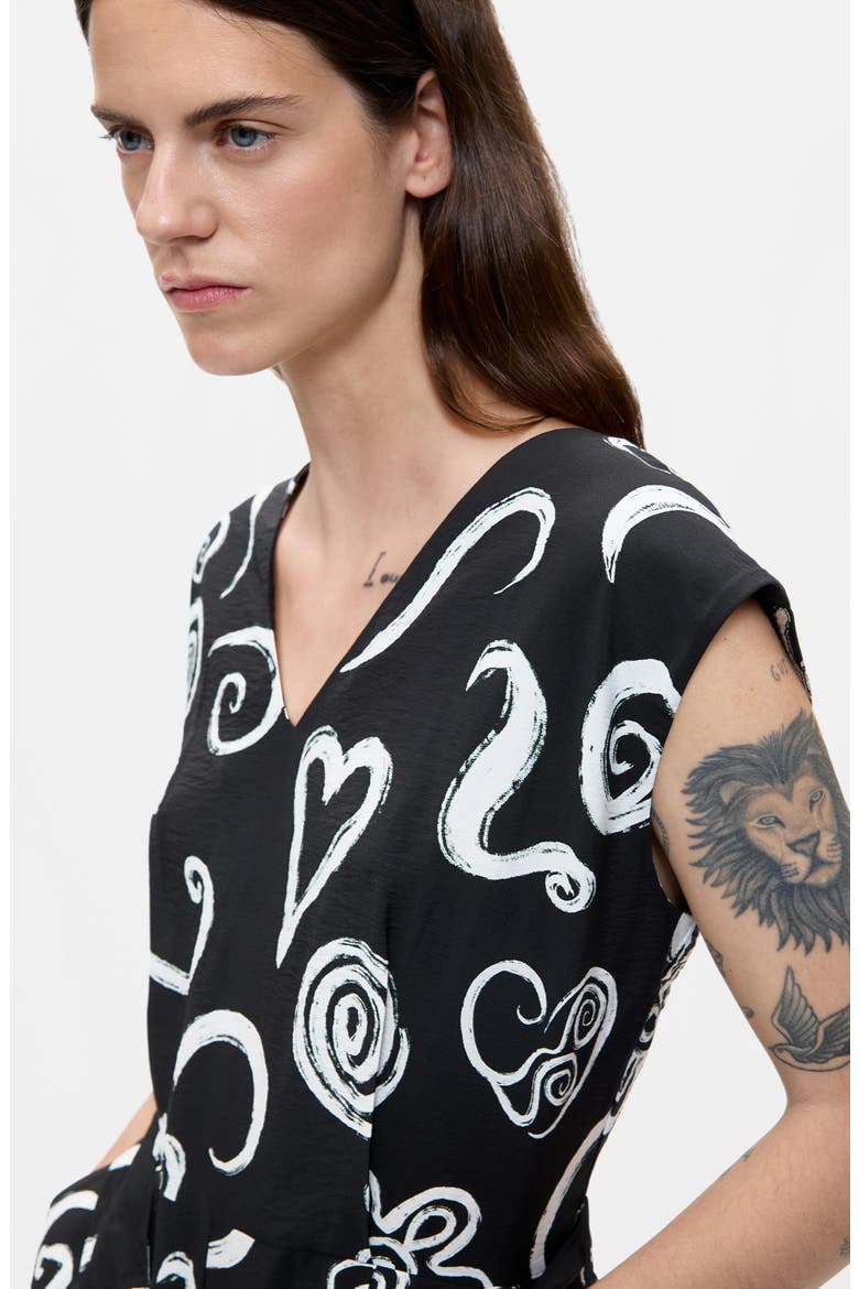 Printed Belted Jumpsuit, Alternate, color, BLACK