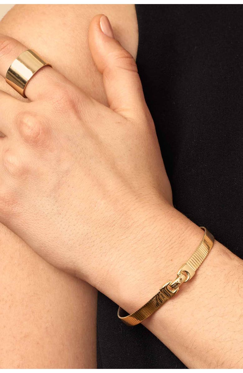 Oradina 14K Yellow Gold Park Avenue Herringbone Bangle, Alternate, color, 