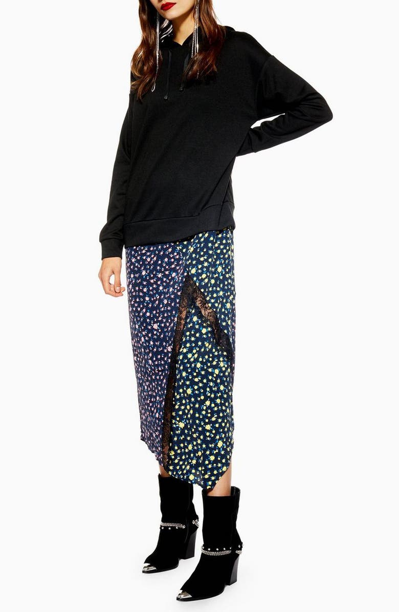 Topshop Hybrid Print Sweatshirt Dress, Main, color,