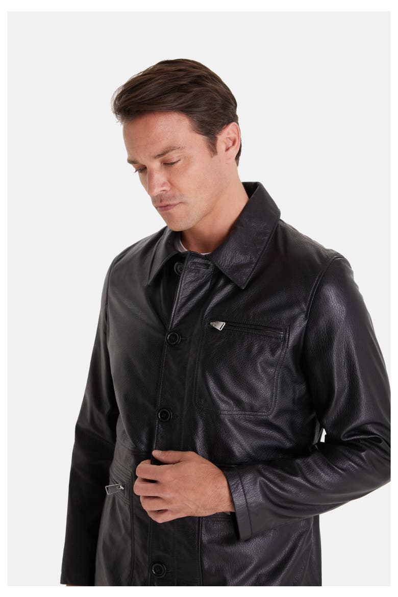 Maximilian Patterned Leather Jacket, Alternate, color, Black