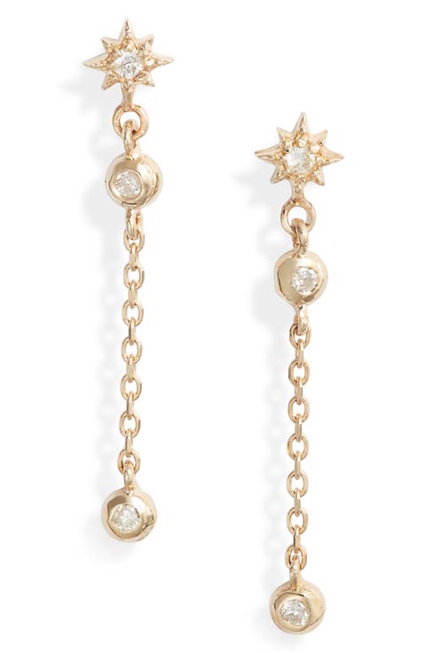 Starburst Diamond Chain Drop Earrings