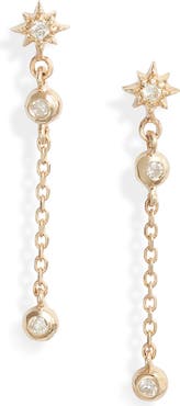 Anzie Starburst Diamond Chain Drop Earrings