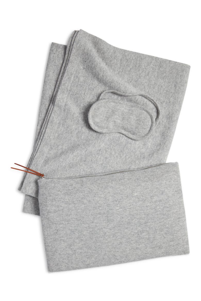 3-Piece Cashmere Travel Set, Main, color, GREY DOVE HEATHER