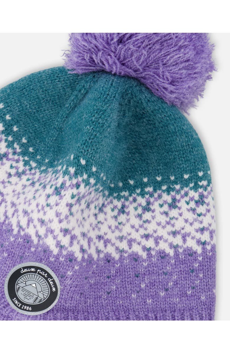 Deux par Deux Lined Peruvian Knit Hat with Pompom, Alternate, color, Lilac And Green