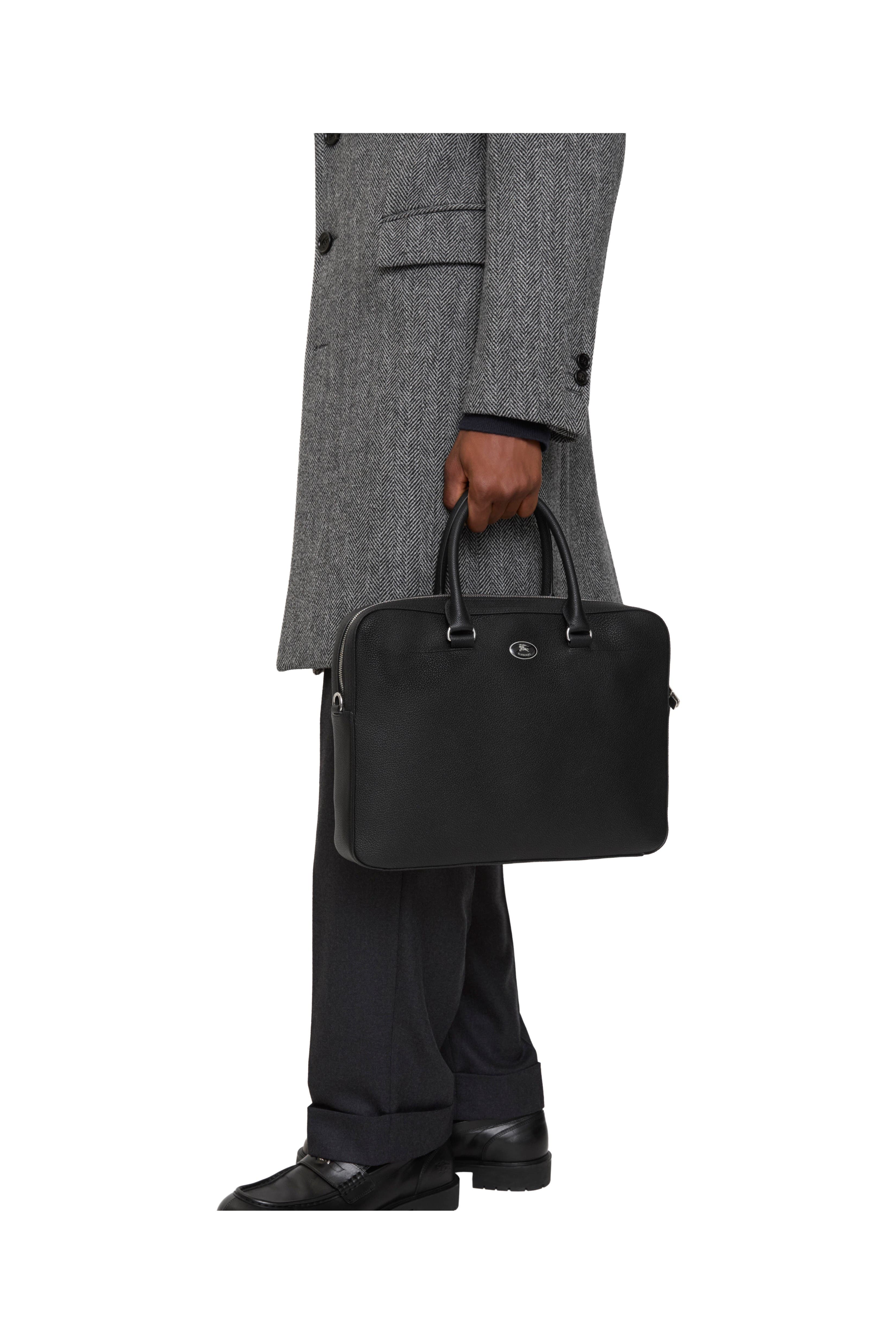 Burberry Knight Stamp Briefcase, Alternate, color, Black
