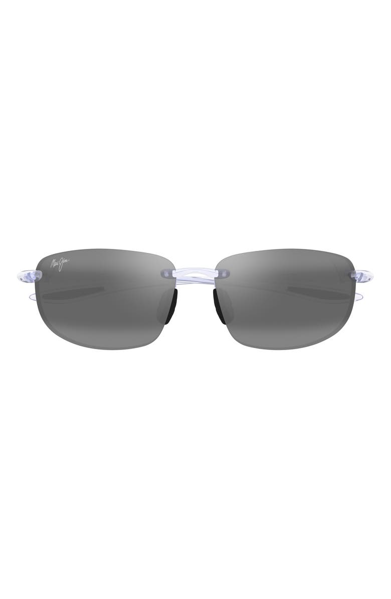 Maui Jim Ho'okipa 64mm Oversize PolarizedPlus2<sup>®</sup> Rectangular Sunglasses, Main, color, Shiny Crystal Grey