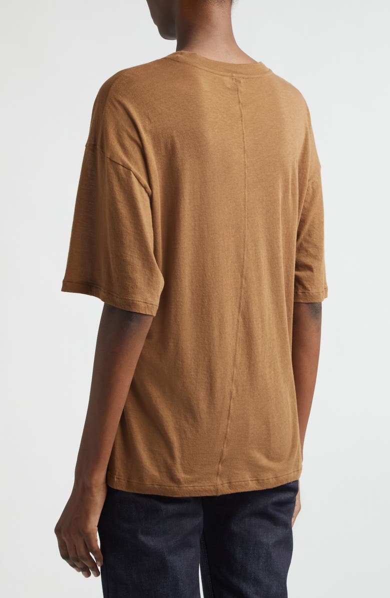 Saint Laurent Oversize Cotton T-Shirt, Alternate, color, Caramel