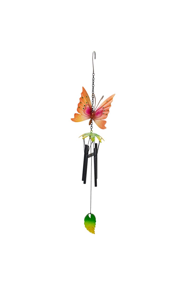 Northlight 19" Orange Metal Butterfly Outdoor Garden Windchime, Alternate, color, Orange