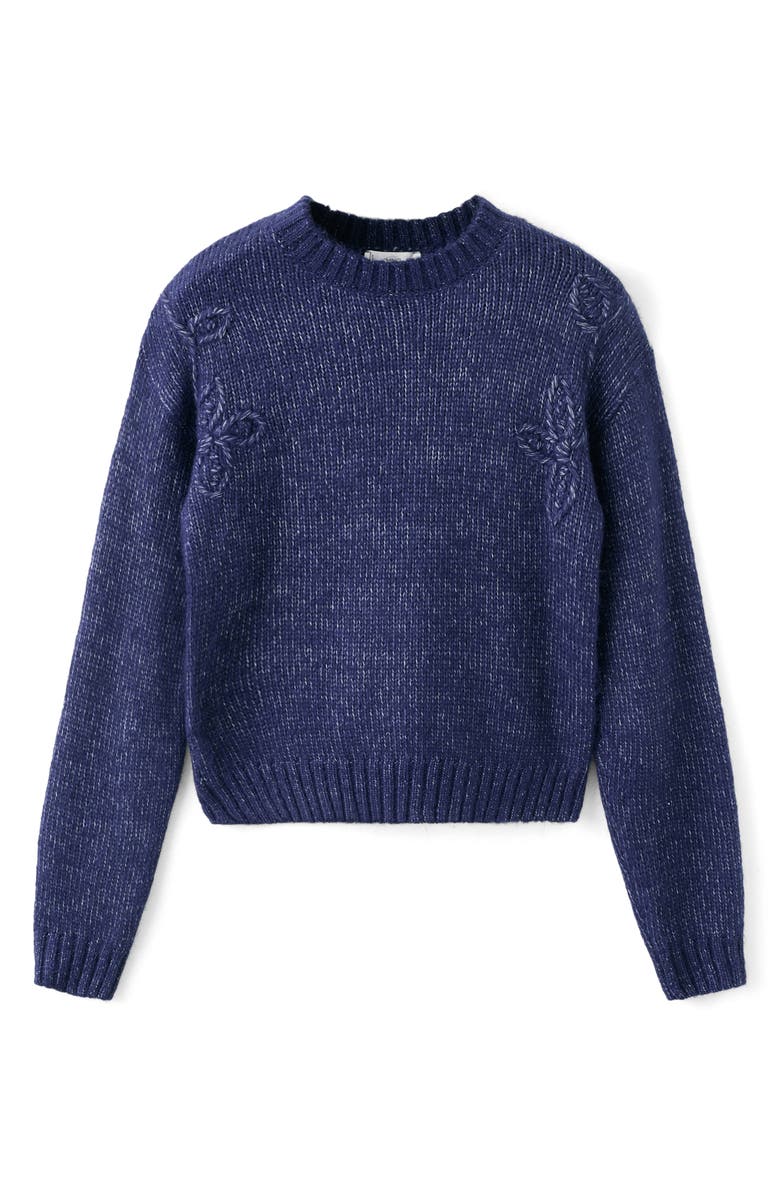 MANGO TEEN Embroidered Marled Sweater, Alternate, color, Blue