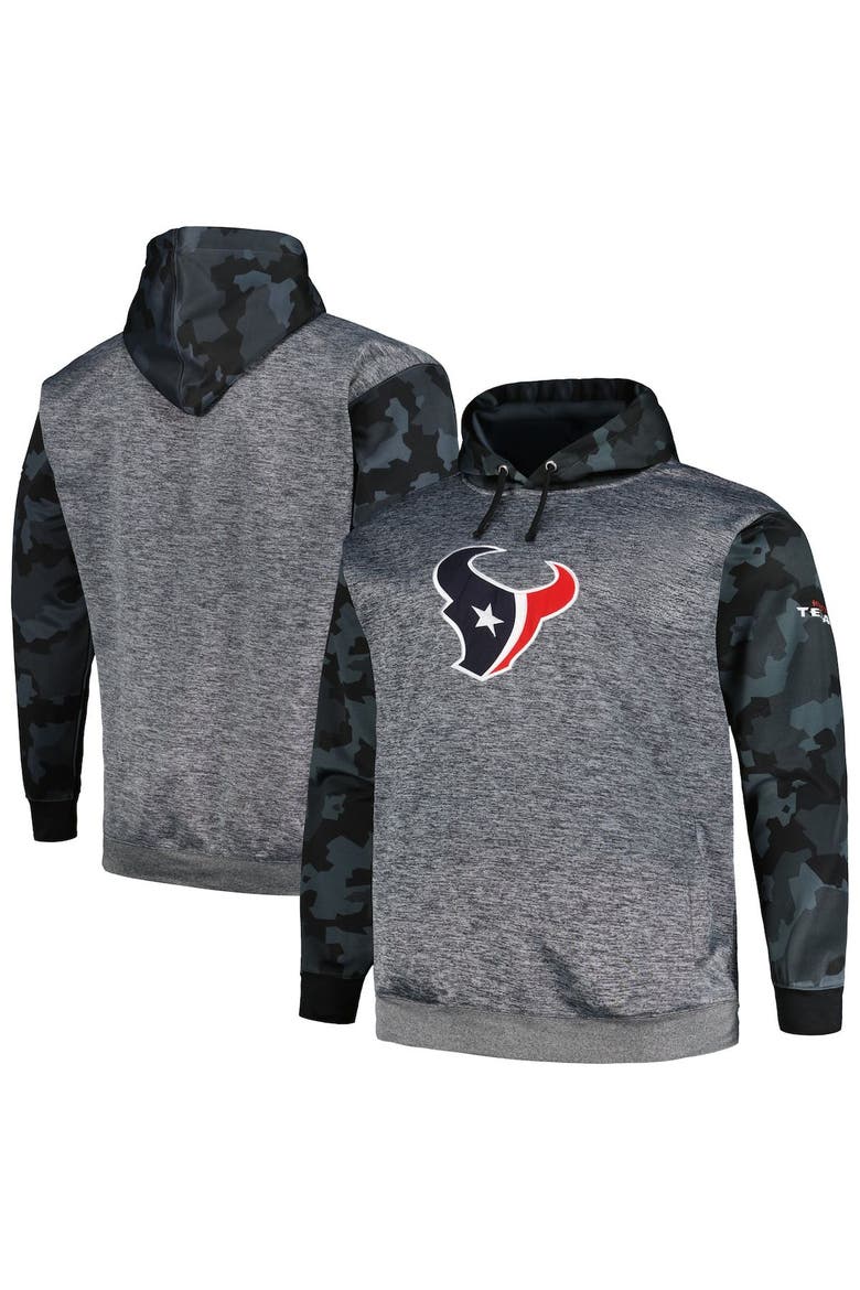 Men's Fanatics Branded Heather Charcoal Houston Texans Big & Tall Camo Pullover Hoodie, Main, color, Heather Charcoal