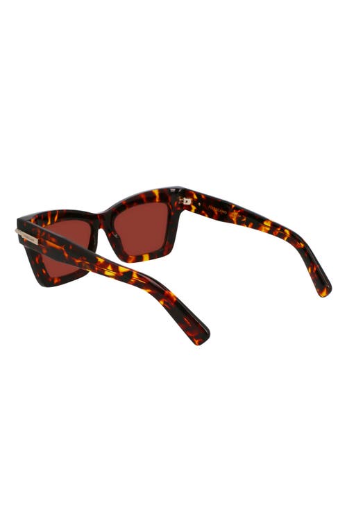Ferragamo Prisma 52mm Modified Rectangular Sunglasses In Dark Tortoise
