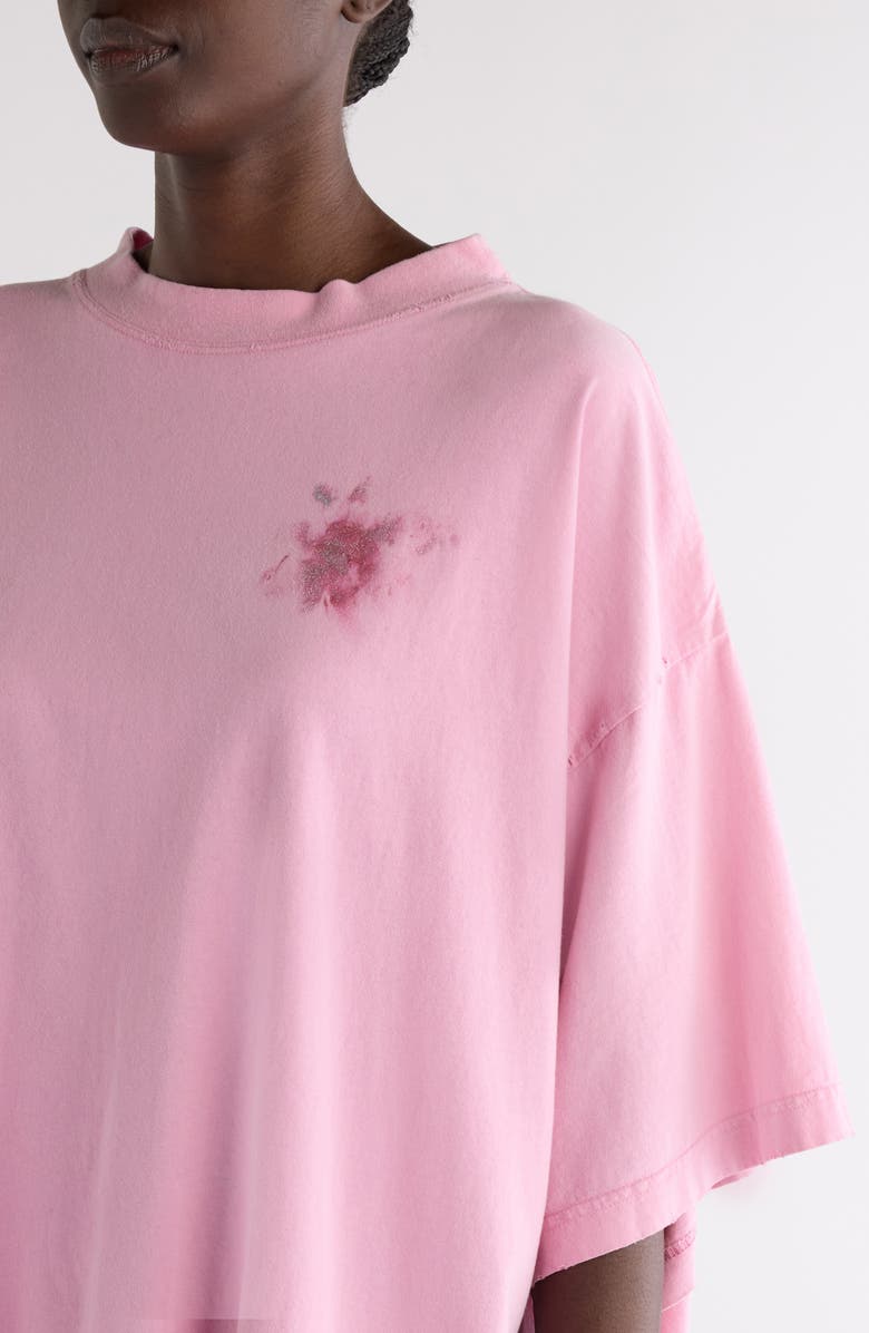 Balenciaga Nail Polish Distressed Crop Logo Graphic T-Shirt, Alternate, color, Baby Pink