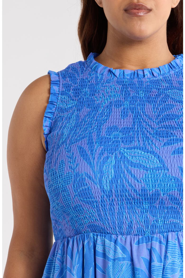 Floral Smocked Midi Dress, Alternate, color, BLUE