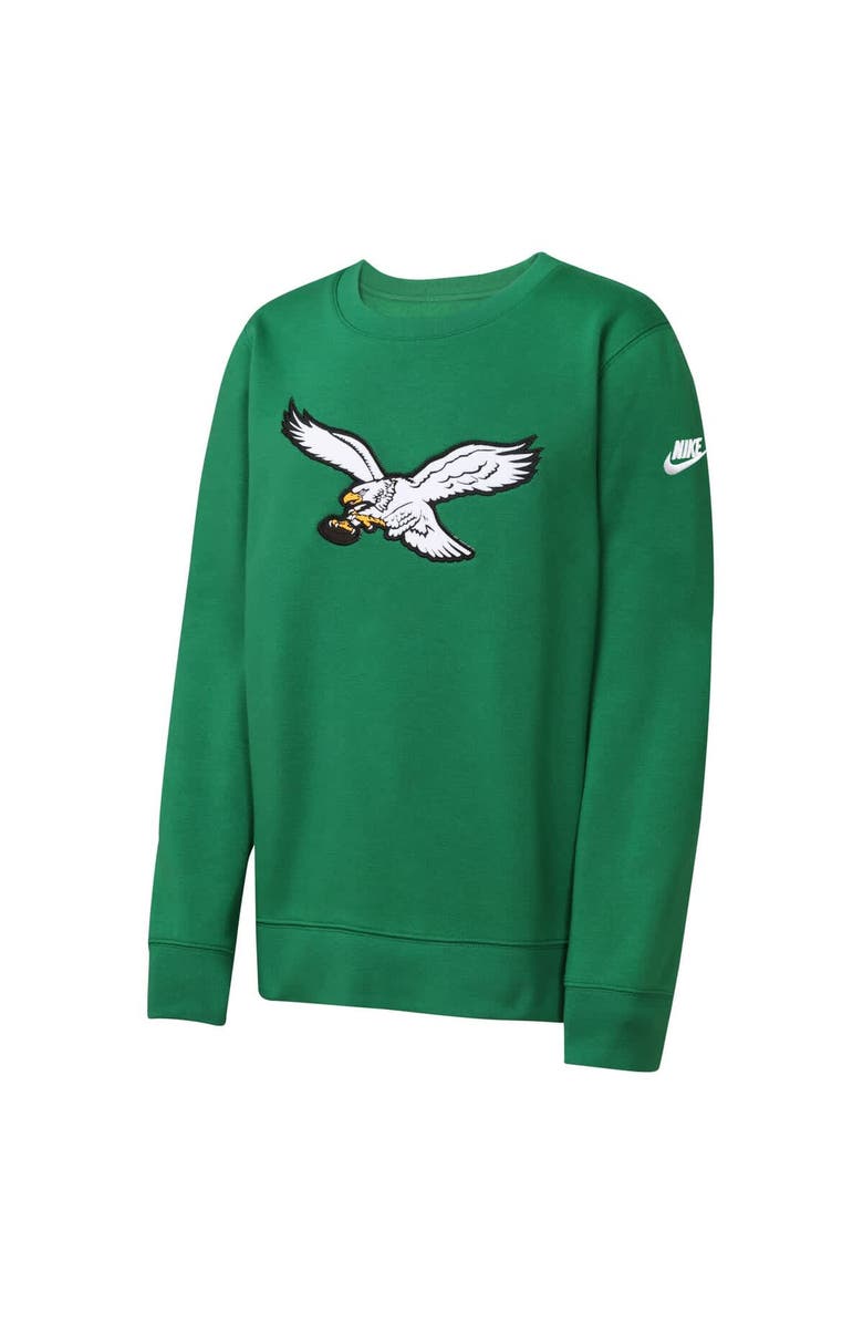 Nike Youth Nike  Kelly Green Philadelphia Eagles Rewind Essential Pullover Crewneck Sweatshirt, Alternate, color, Kelly Green