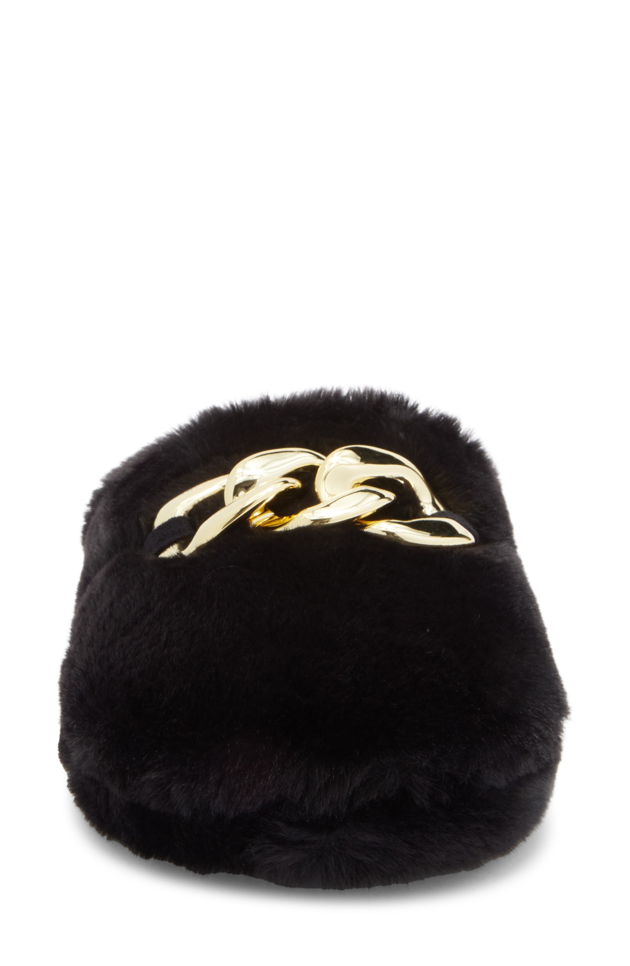 Abound Raya Faux Fur Slipper, Alternate, color, Black